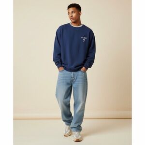 Guess | VTG Rainbow Spirit Jersey Navy Unisex Crewneck Lightweight Sweatshirt
